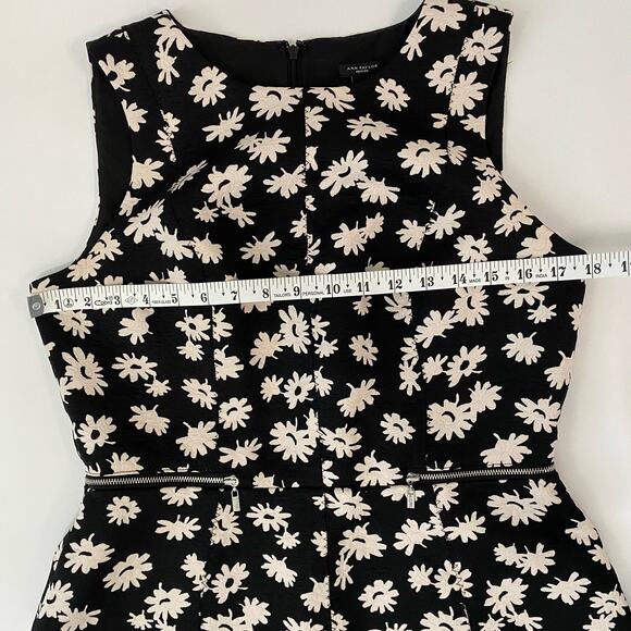Ann Taylor Dress Floral Pattern A-line Black and White Petite Women's Size 10 - Picture 3 of 12